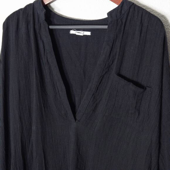 O’Neill Women’s Gauzy Shirt Blouse Minimalist Coastal Crinkle Cotton Boho Sz XL - Picture 3 of 8